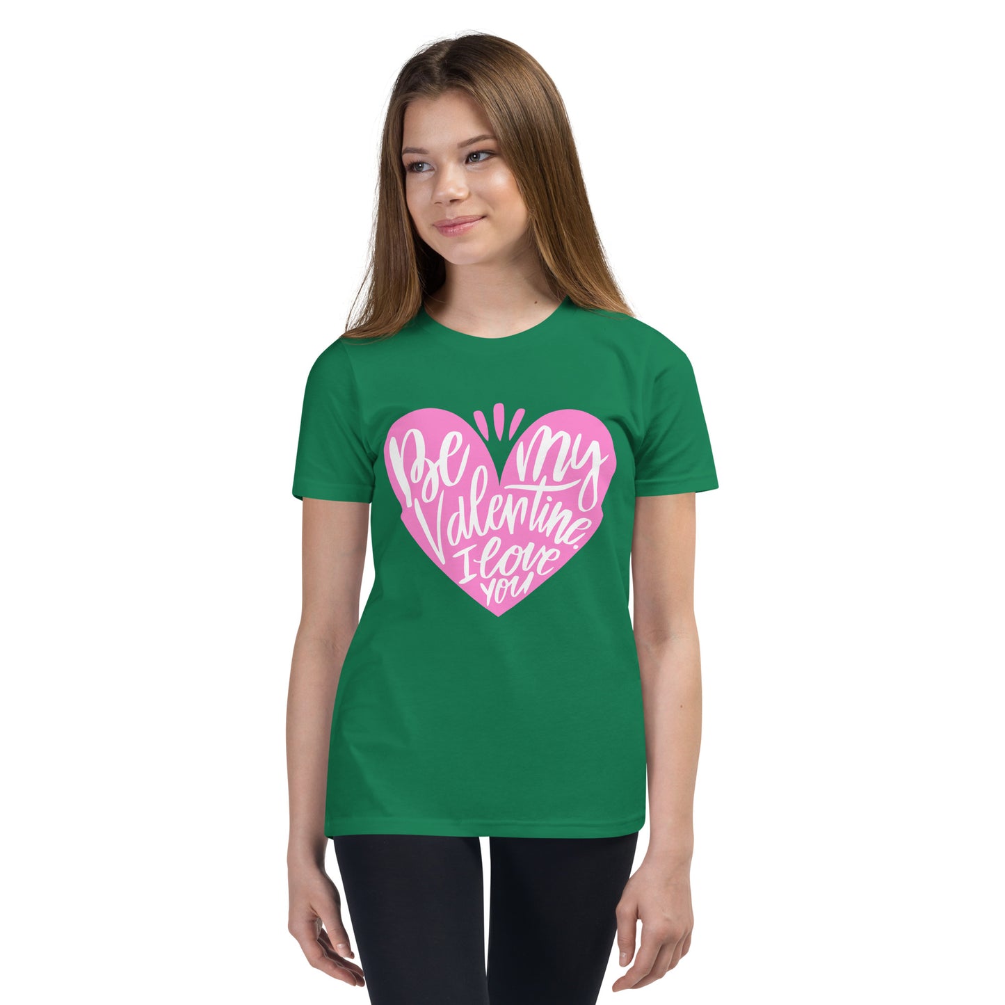 happy valentine s day lettering | Youth Staple Tee | Bella + Canvas 3001Y