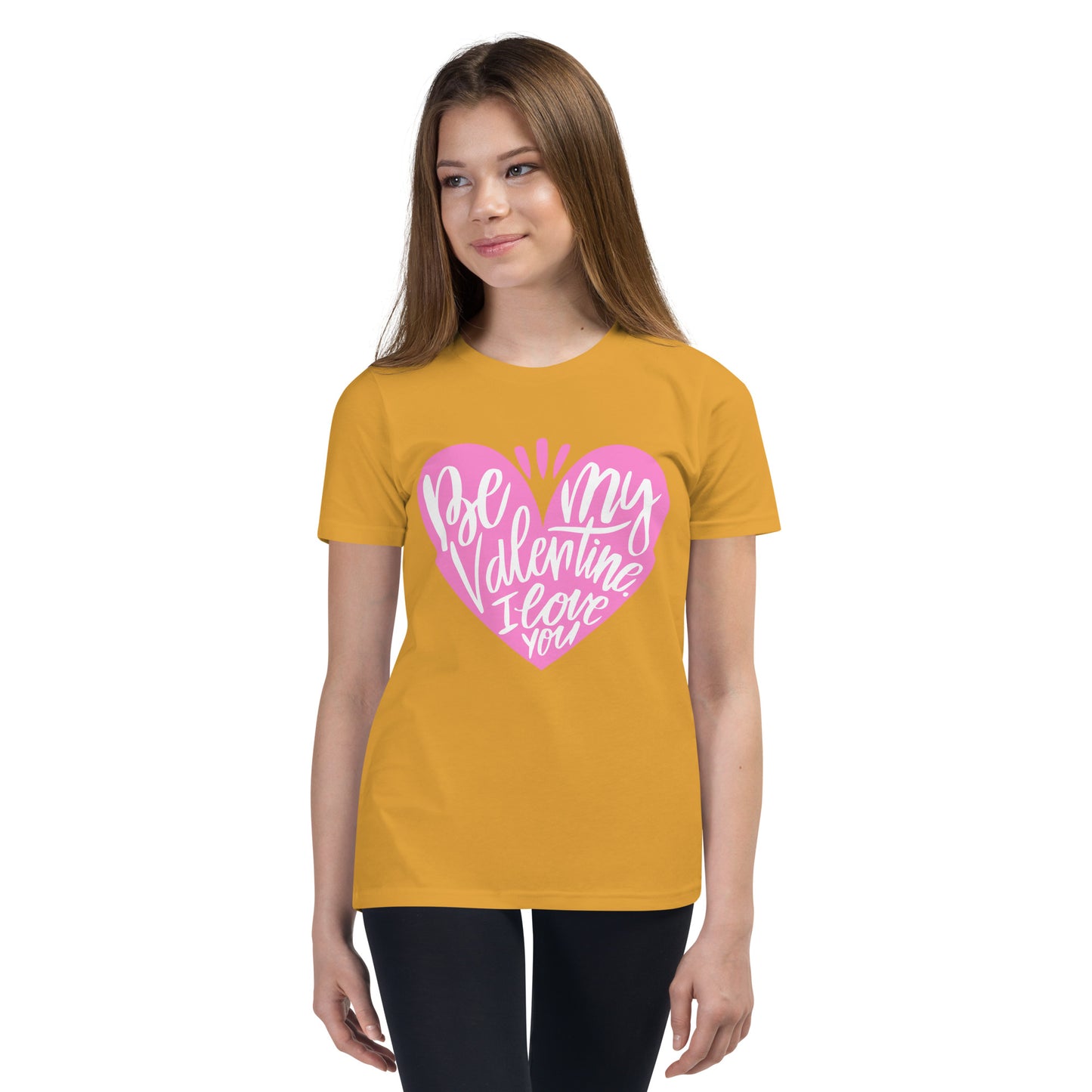 happy valentine s day lettering | Youth Staple Tee | Bella + Canvas 3001Y