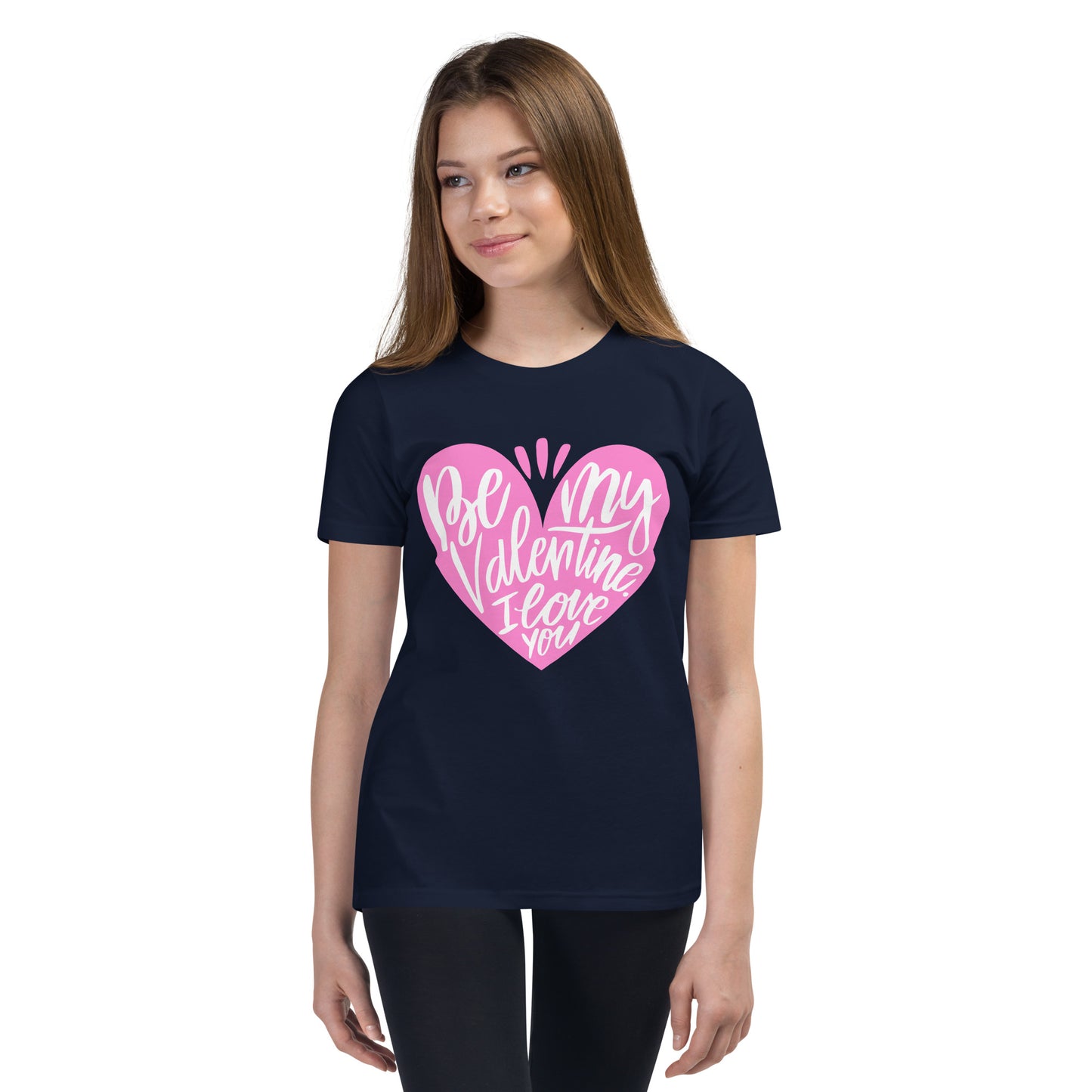 happy valentine s day lettering | Youth Staple Tee | Bella + Canvas 3001Y