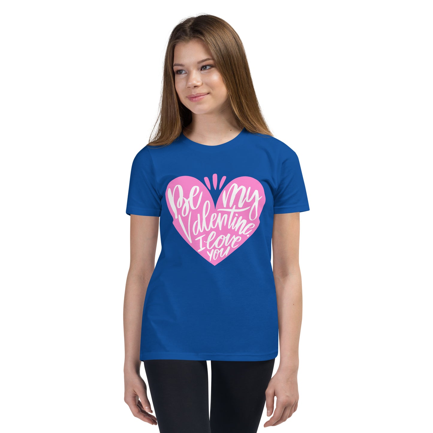 happy valentine s day lettering | Youth Staple Tee | Bella + Canvas 3001Y