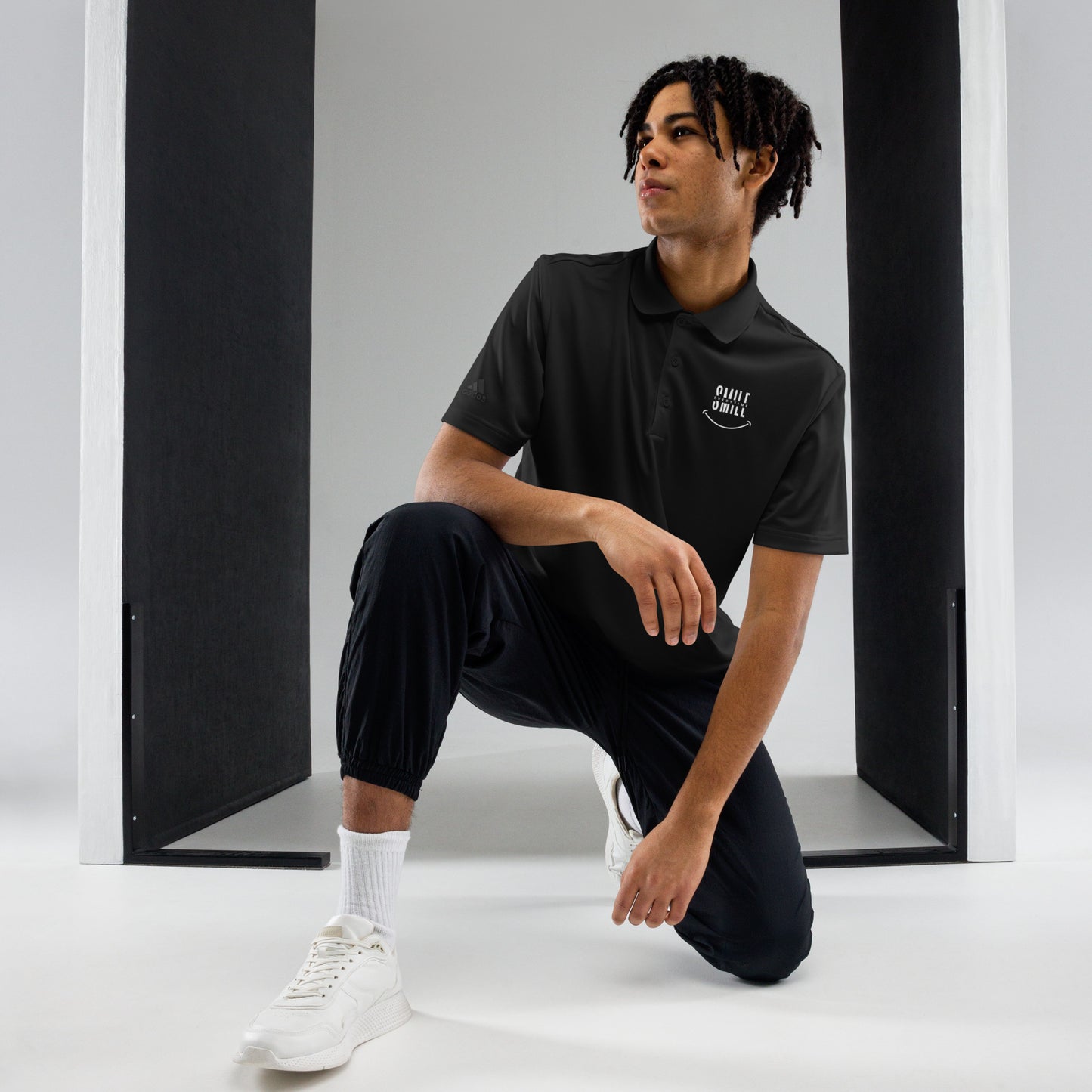 adidas Premium Polo Shirt - smile every time - print on demand