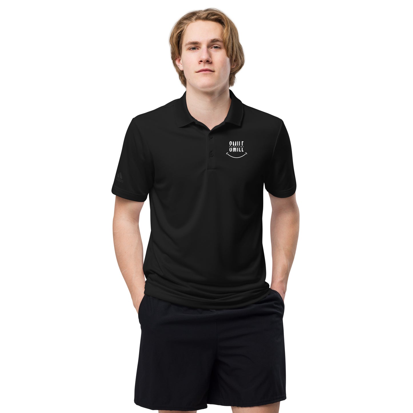 adidas Premium Polo Shirt - smile every time - print on demand