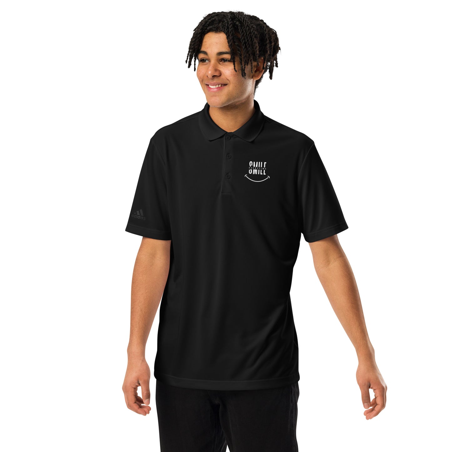 adidas Premium Polo Shirt - smile every time - print on demand
