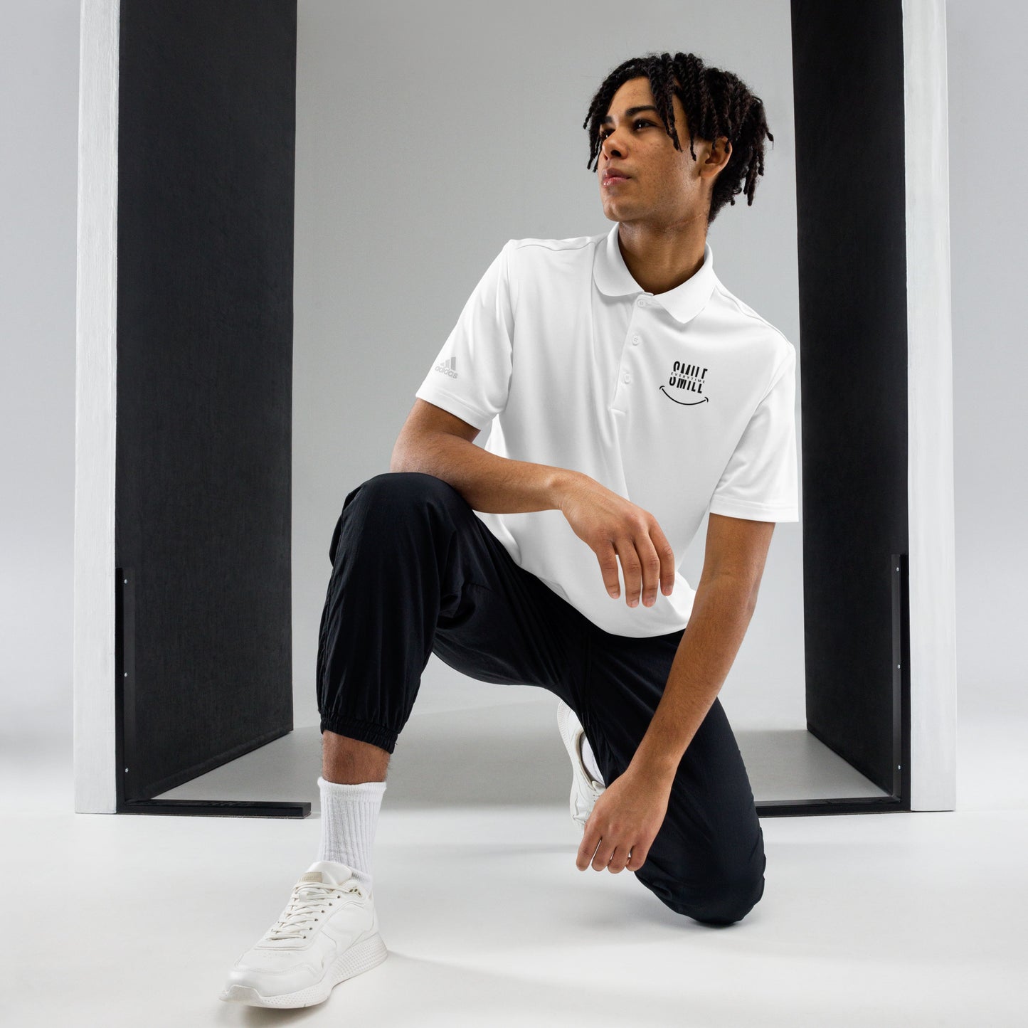 adidas Premium Polo Shirt - smile every time - print on demand
