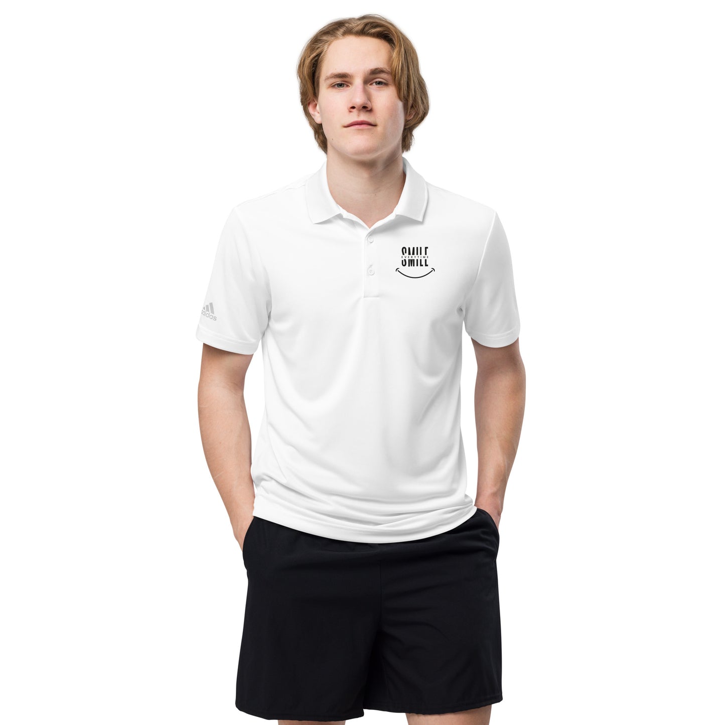 adidas Premium Polo Shirt - smile every time - print on demand