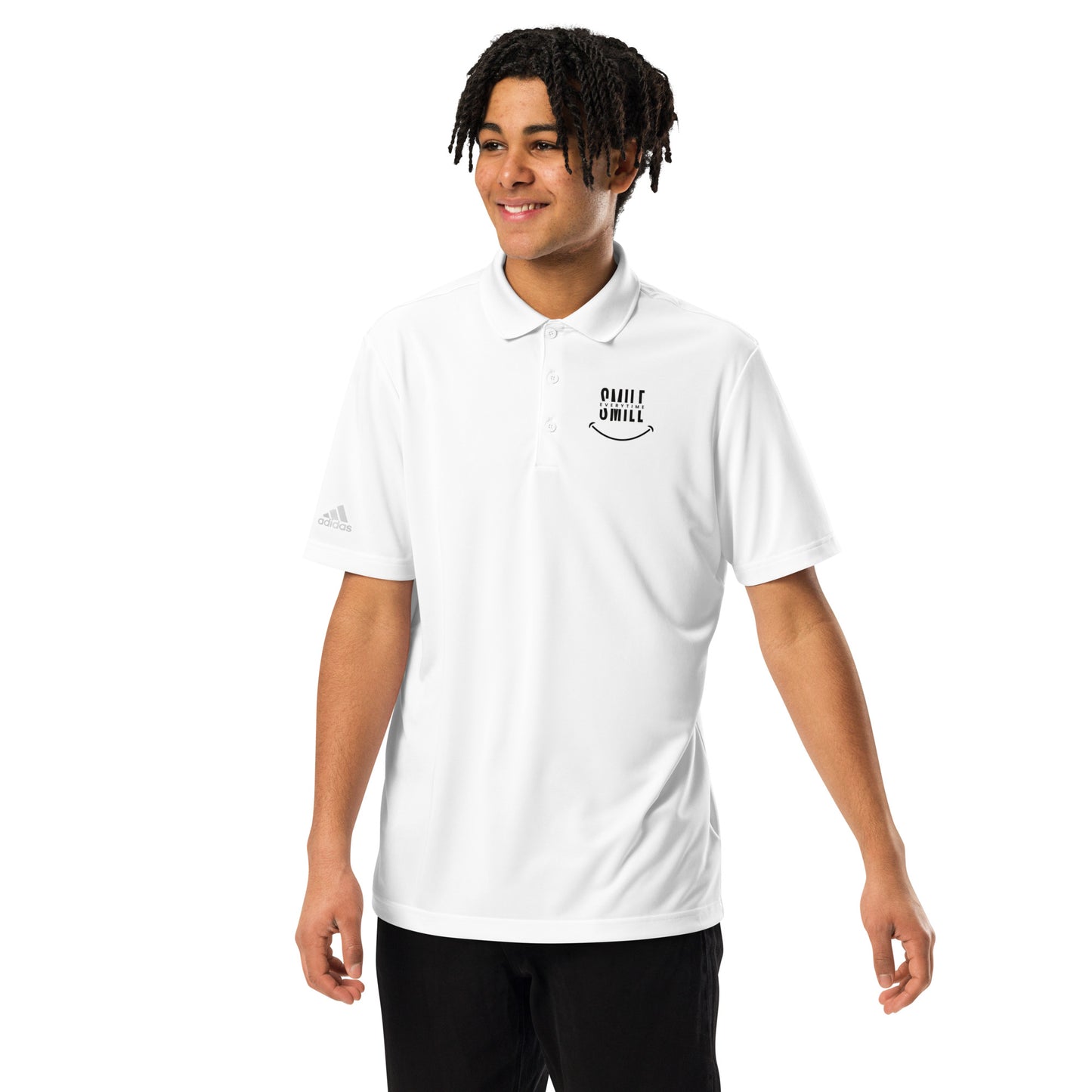 adidas Premium Polo Shirt - smile every time - print on demand