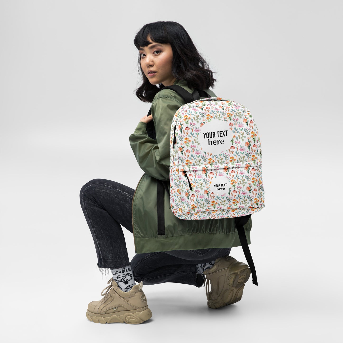 Backpack - flower pattern - print your demand
