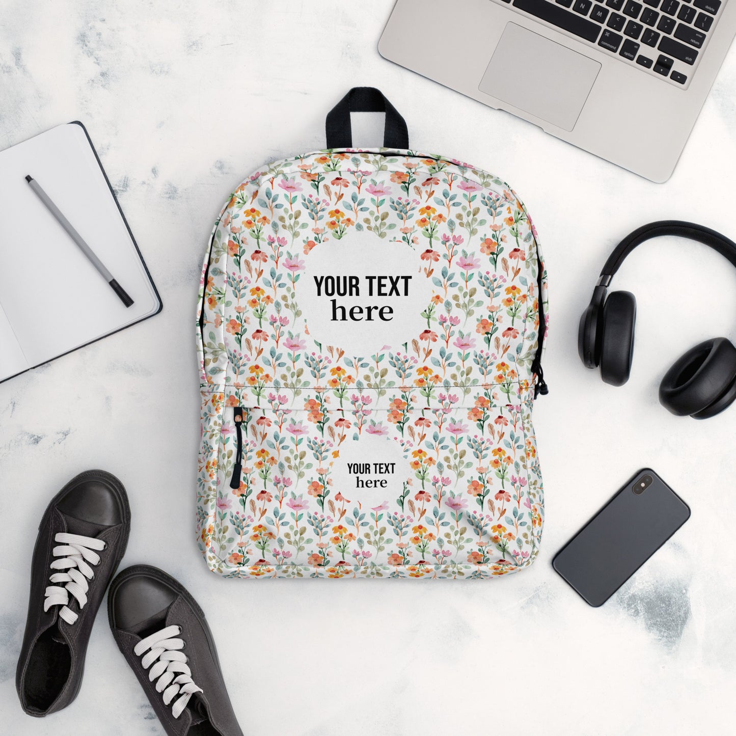 Backpack - flower pattern - print your demand