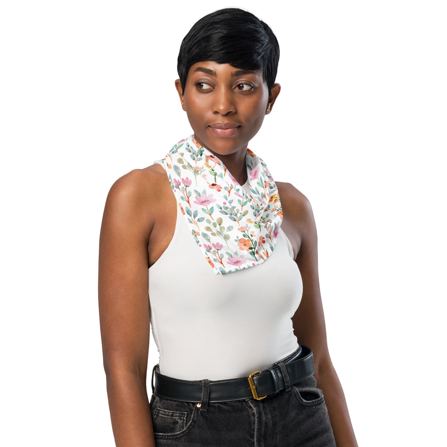 All-over print bandana - flower pattern - print on demand