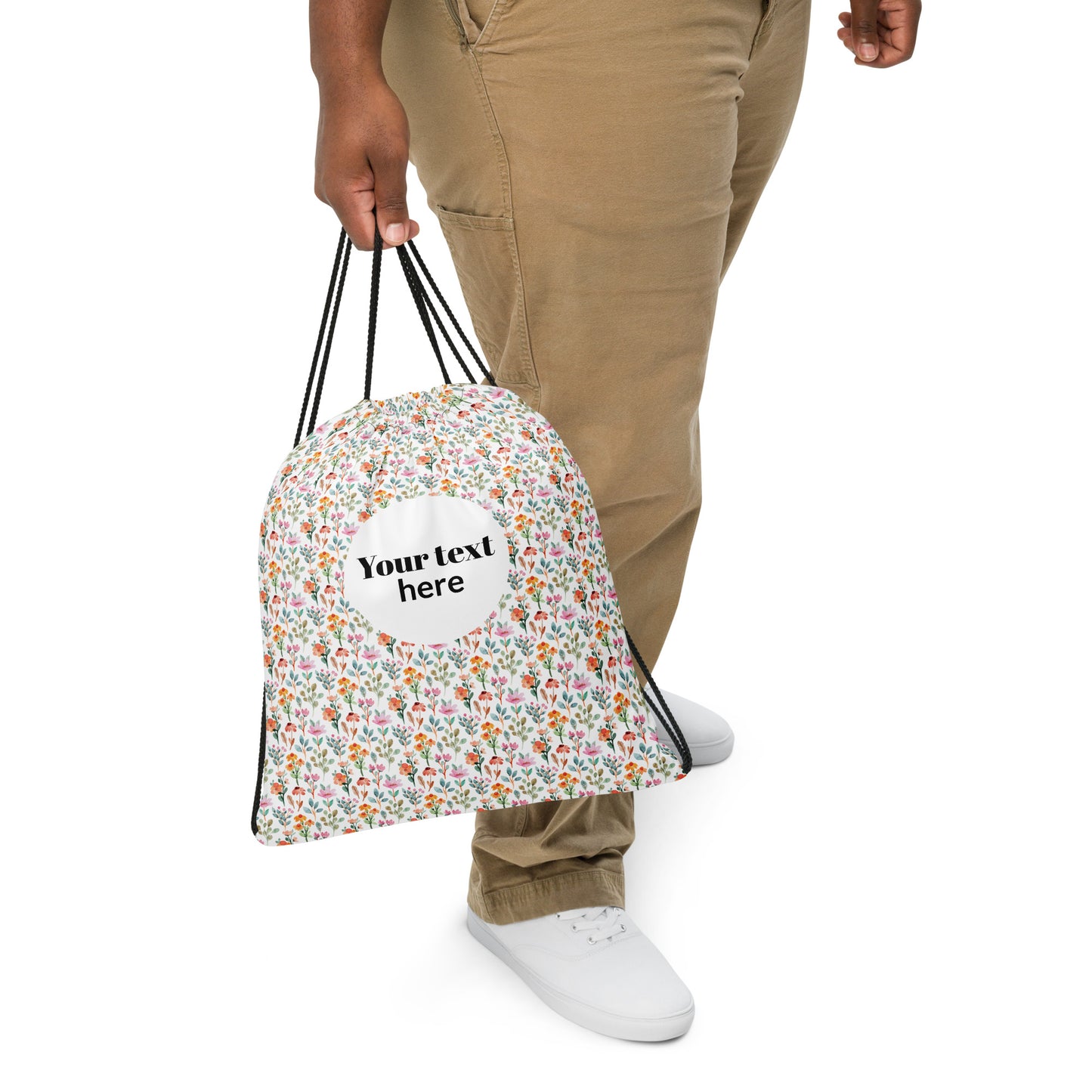 Drawstring bag flower pattern - print on demand