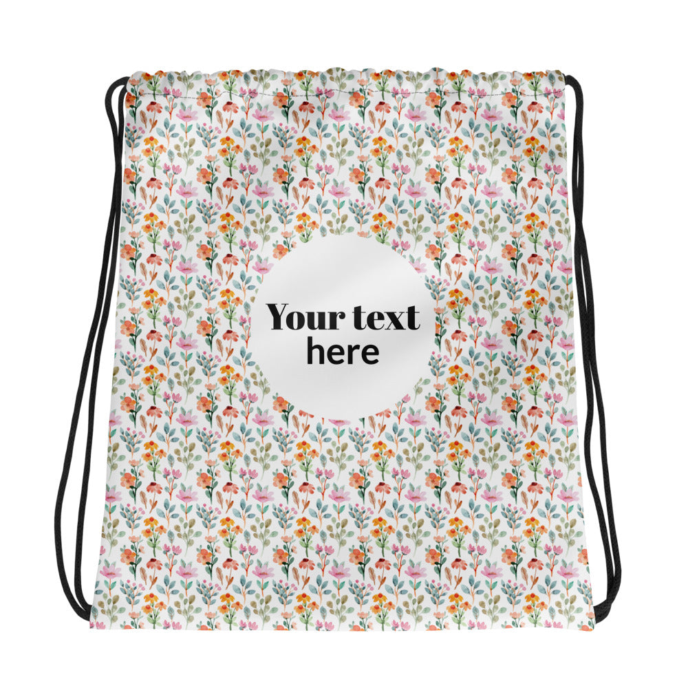 Drawstring bag flower pattern - print on demand