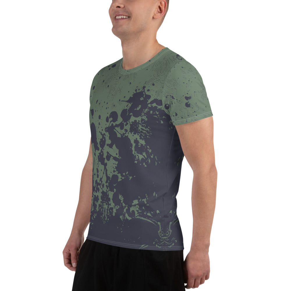 All-Over Print Men's Athletic T-shirt - green pattern - print on demand
