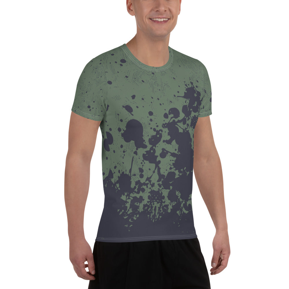 All-Over Print Men's Athletic T-shirt - green pattern - print on demand