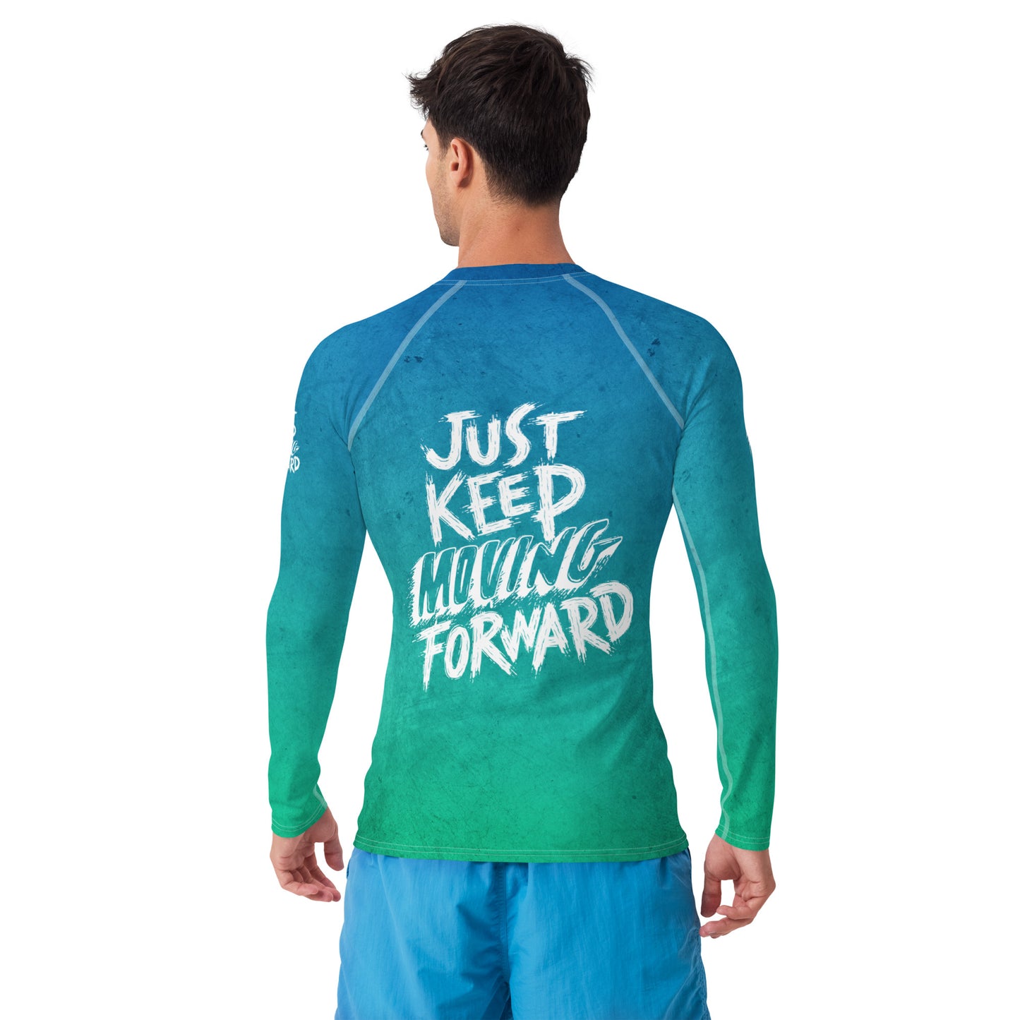 Men's Rash Guard - just keep moving forward - print on demand