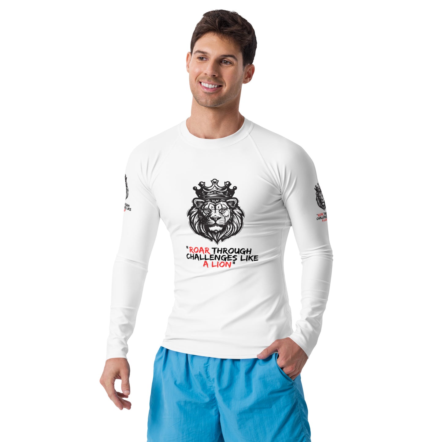 Men's Rash Guard - Roar through challenges like a lion - print on demand