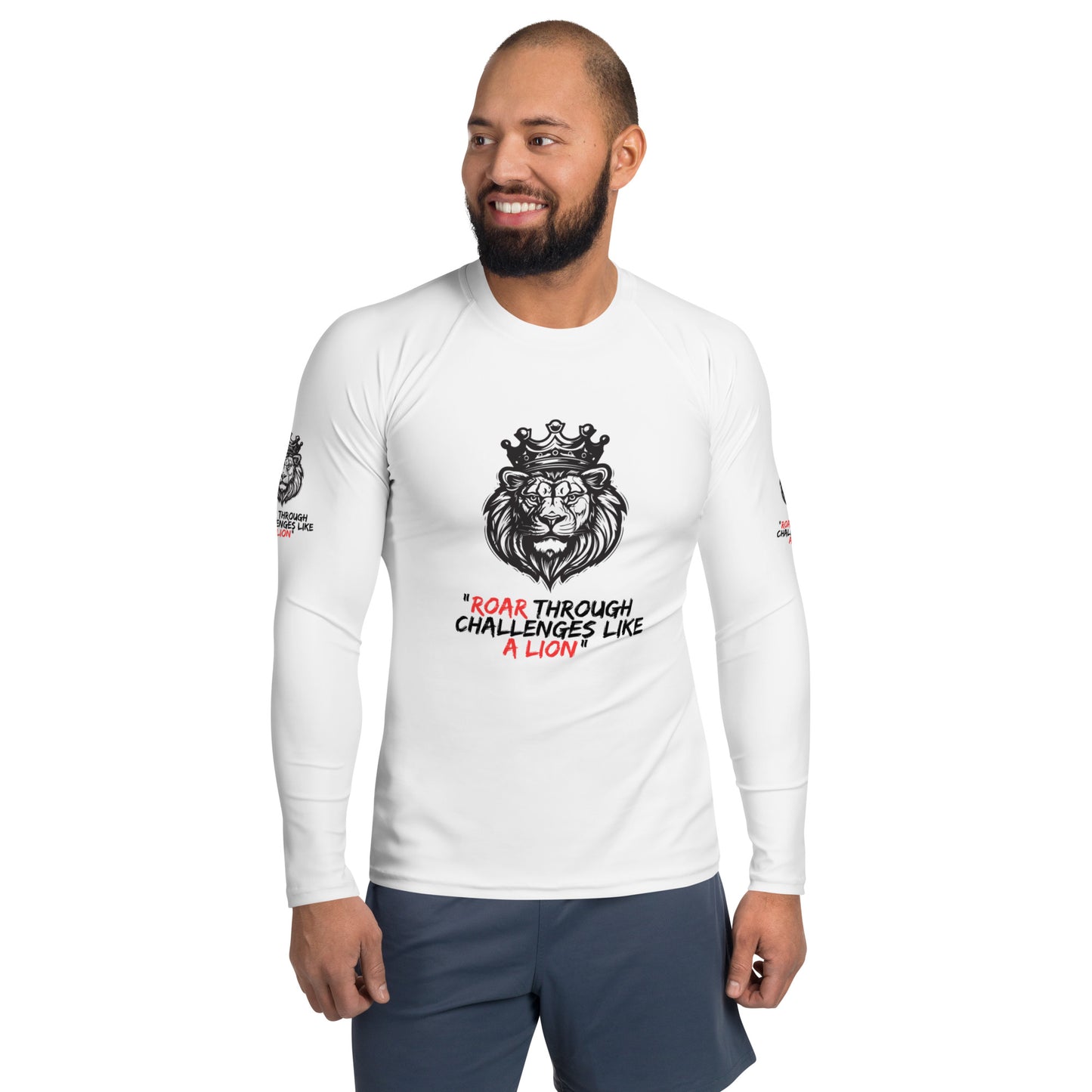 Men's Rash Guard - Roar through challenges like a lion - print on demand