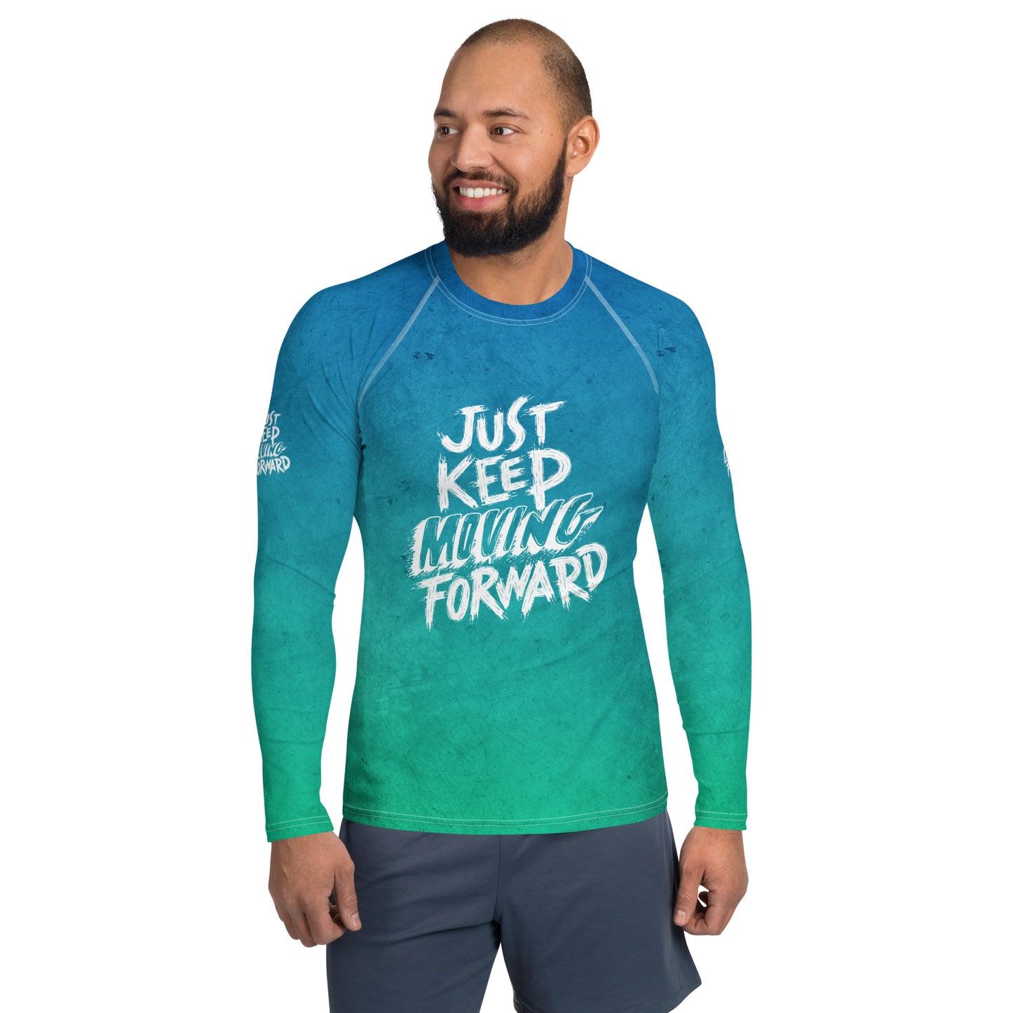 Men's Rash Guard - just keep moving forward - print on demand