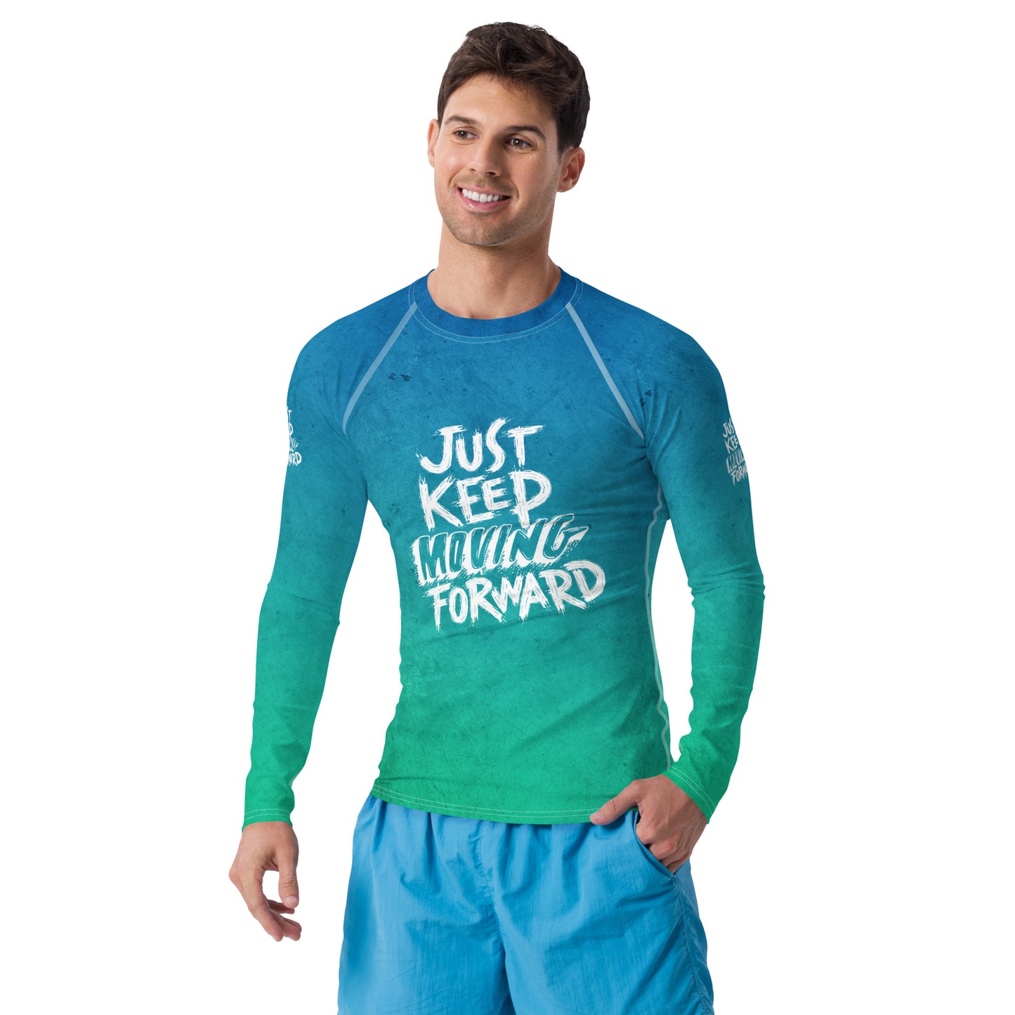 Men's Rash Guard - just keep moving forward - print on demand