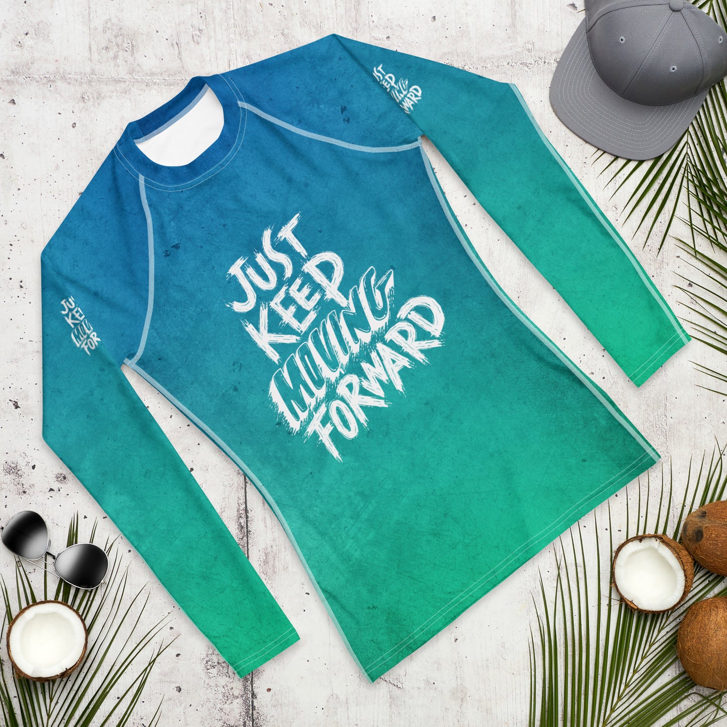 Men's Rash Guard - just keep moving forward - print on demand