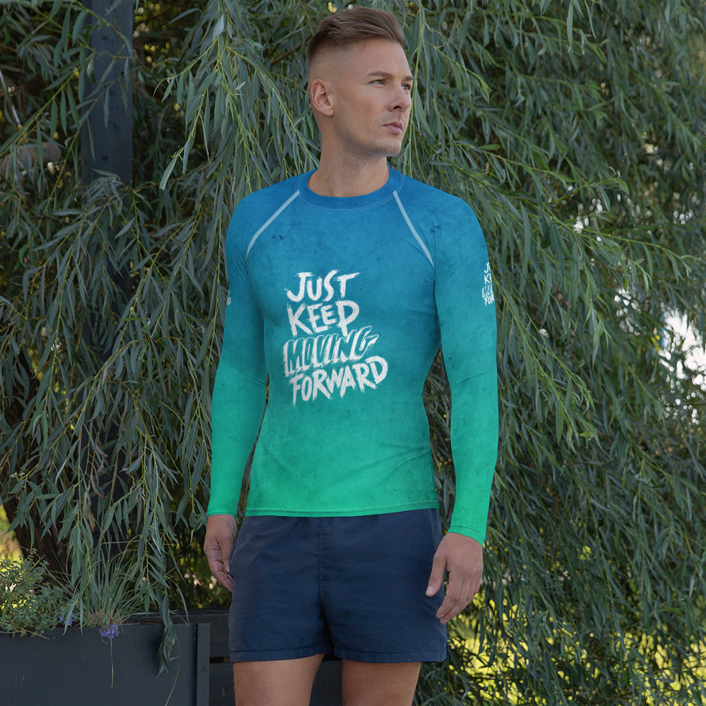 Men's Rash Guard - just keep moving forward - print on demand