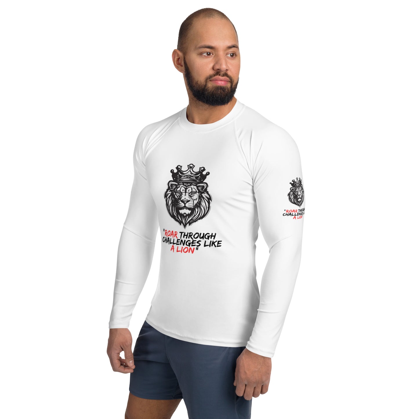 Men's Rash Guard - Roar through challenges like a lion - print on demand