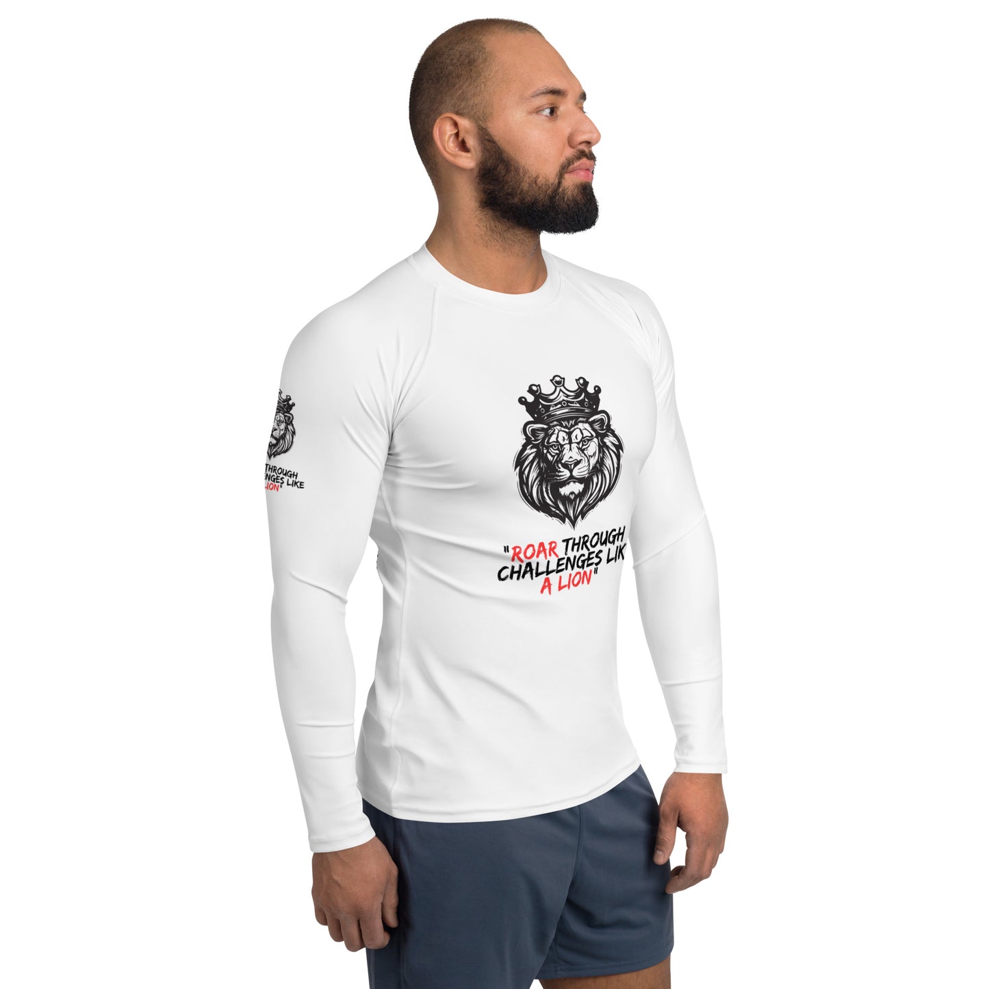 Men's Rash Guard - Roar through challenges like a lion - print on demand