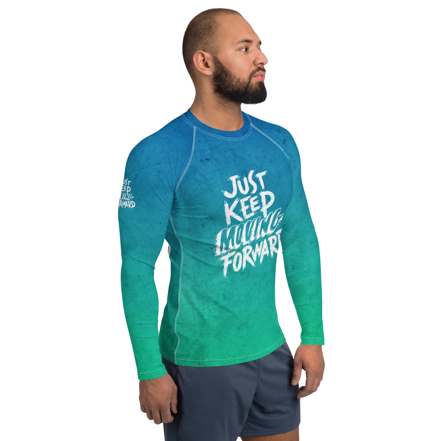 Men's Rash Guard - just keep moving forward - print on demand