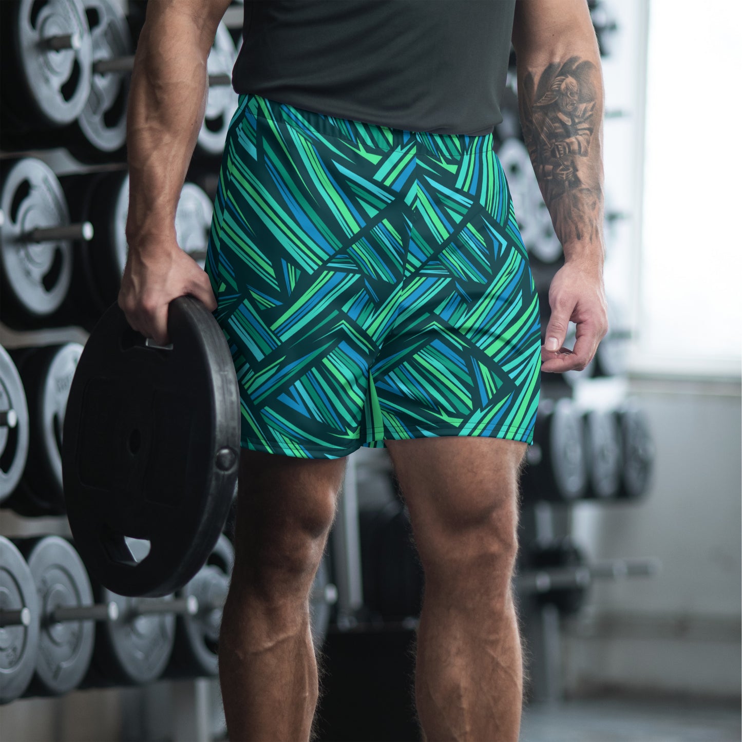 Men's Recycled Athletic Shorts  - abstract pattern with concept of nature - print on demand