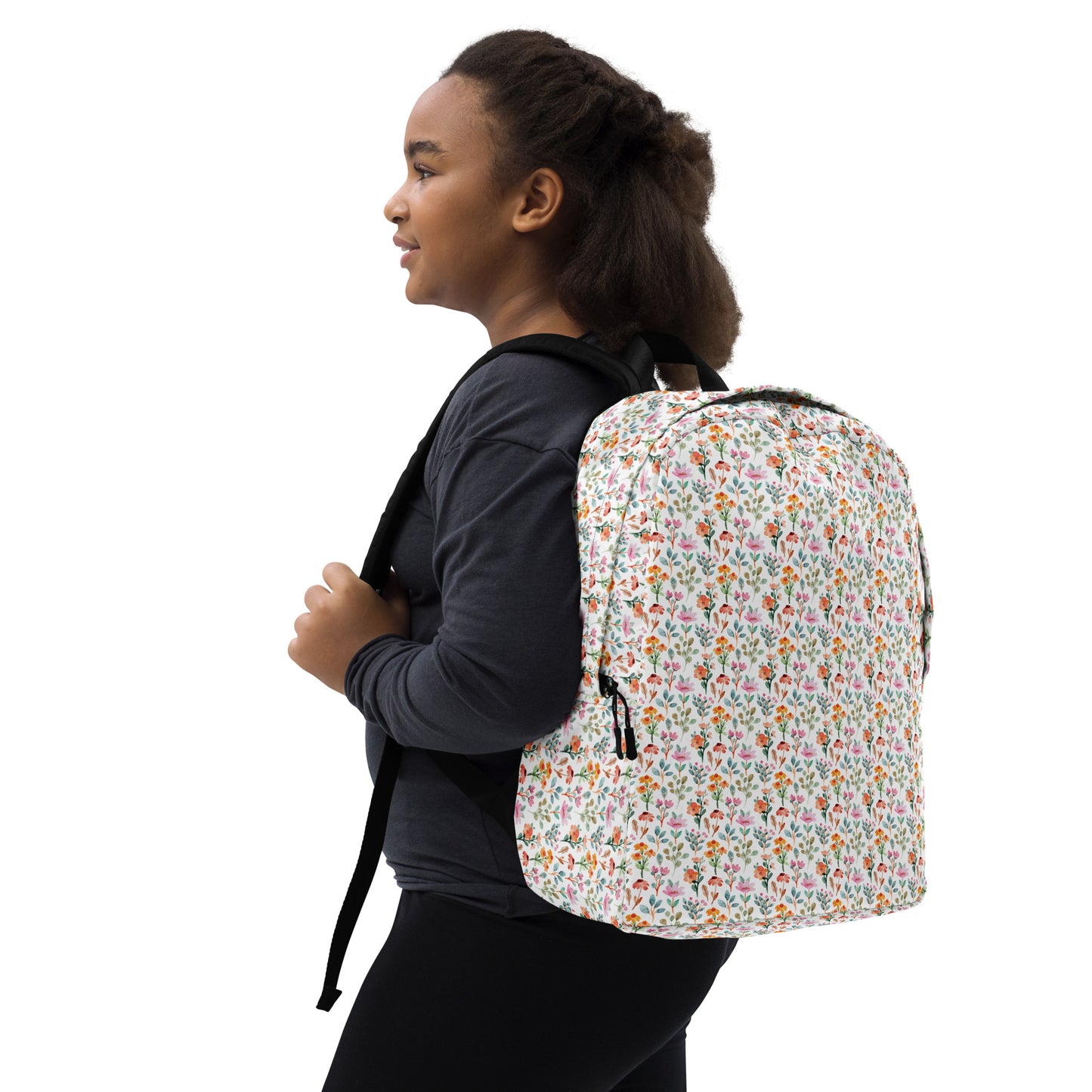 Minimalist Backpack - flower pattern - print on demand