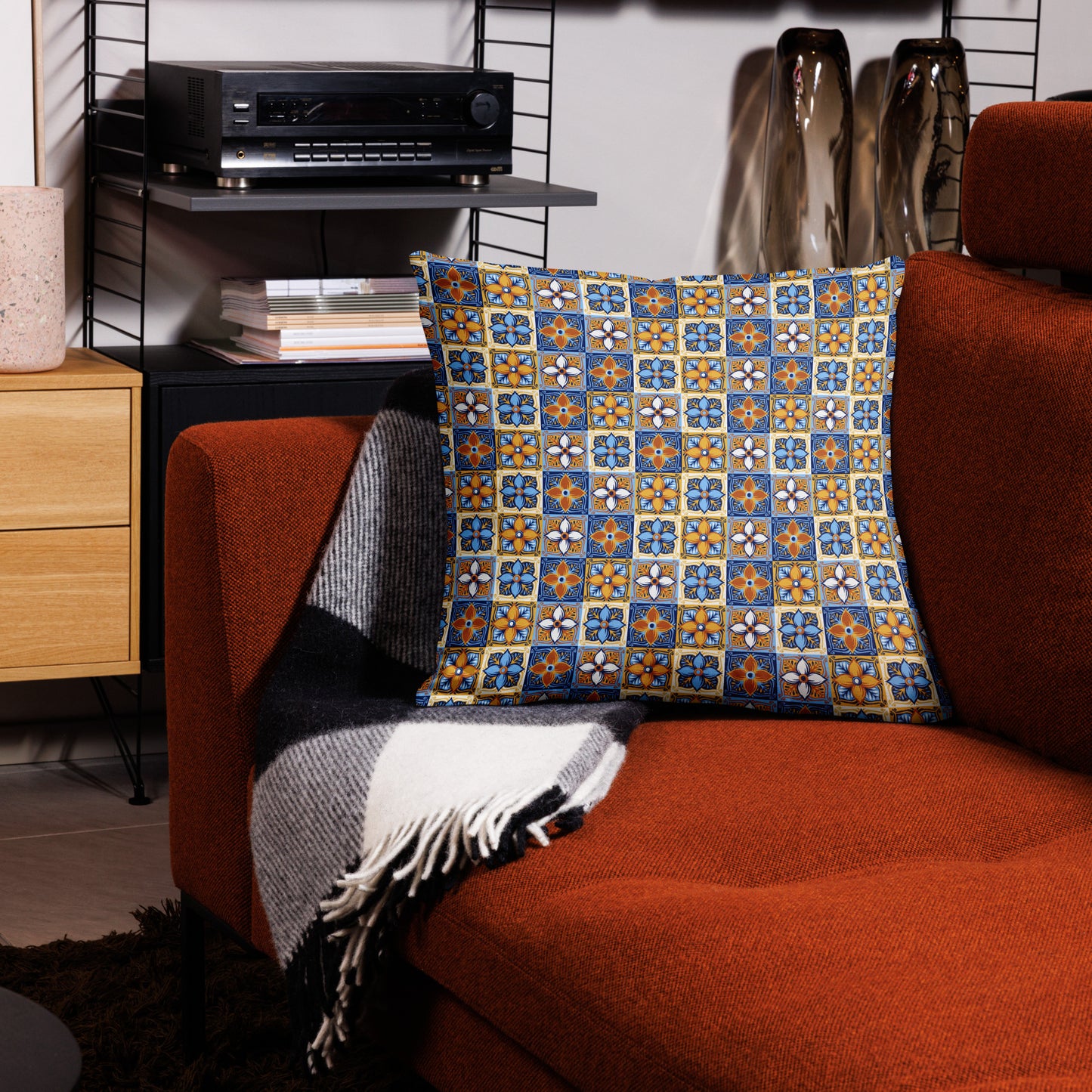 Premium Pillow - Italian Ceramic Tile Pattern - print on demand
