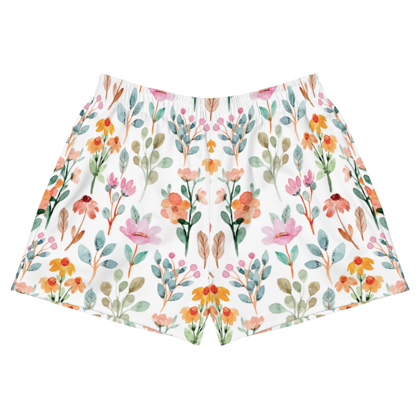 Women’s Recycled Athletic Shorts - flower pattern - print on demand