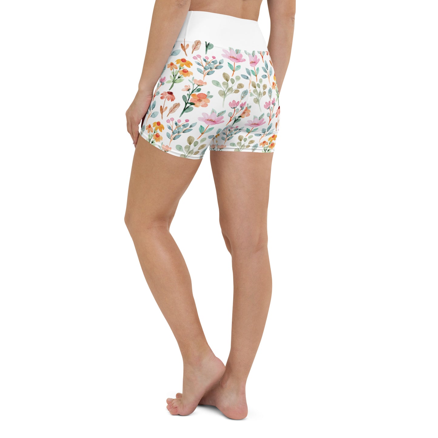 Yoga Shorts - flower pattern - print on demand