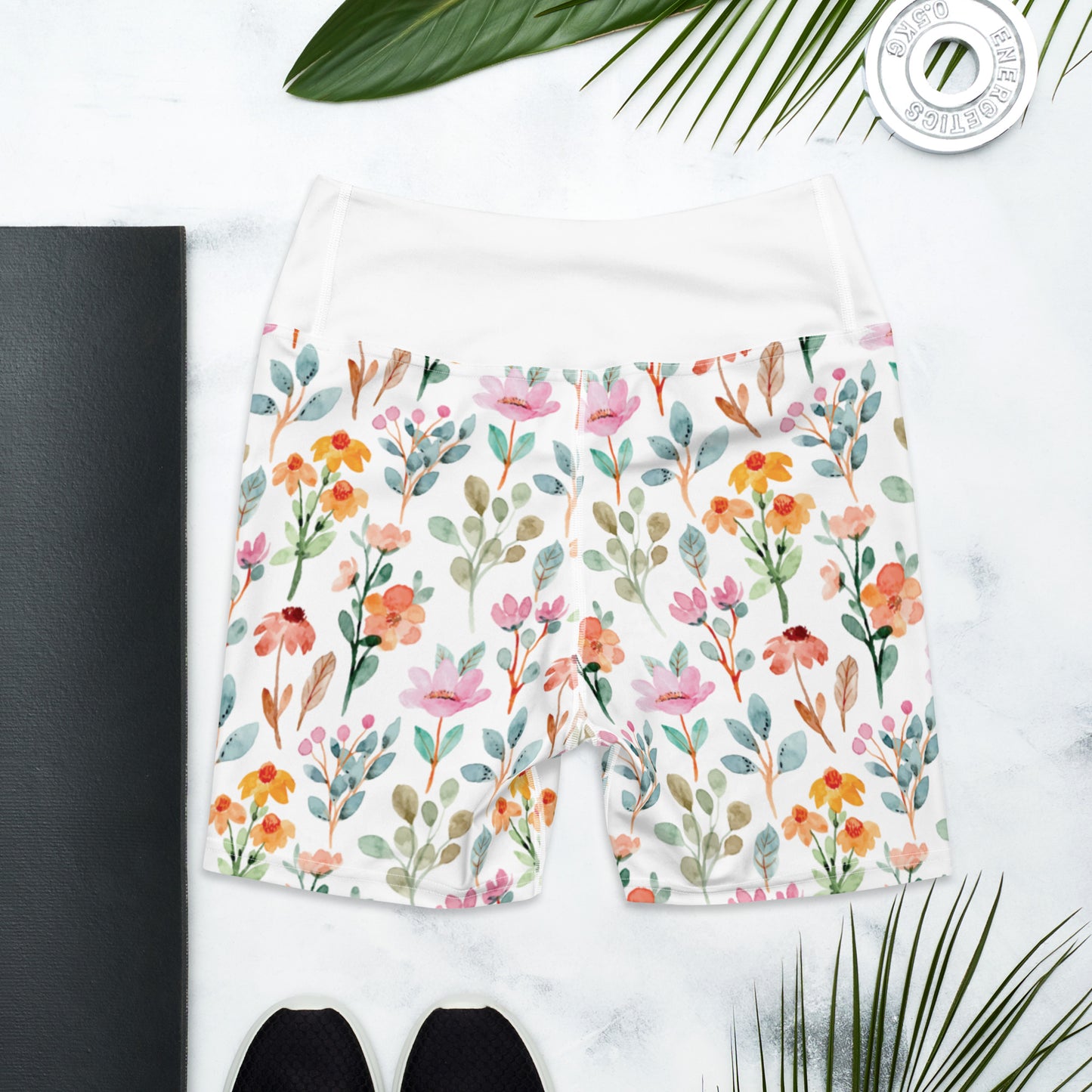 Yoga Shorts - flower pattern - print on demand