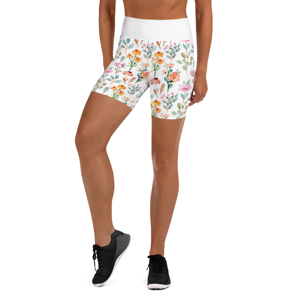 Yoga Shorts - flower pattern - print on demand
