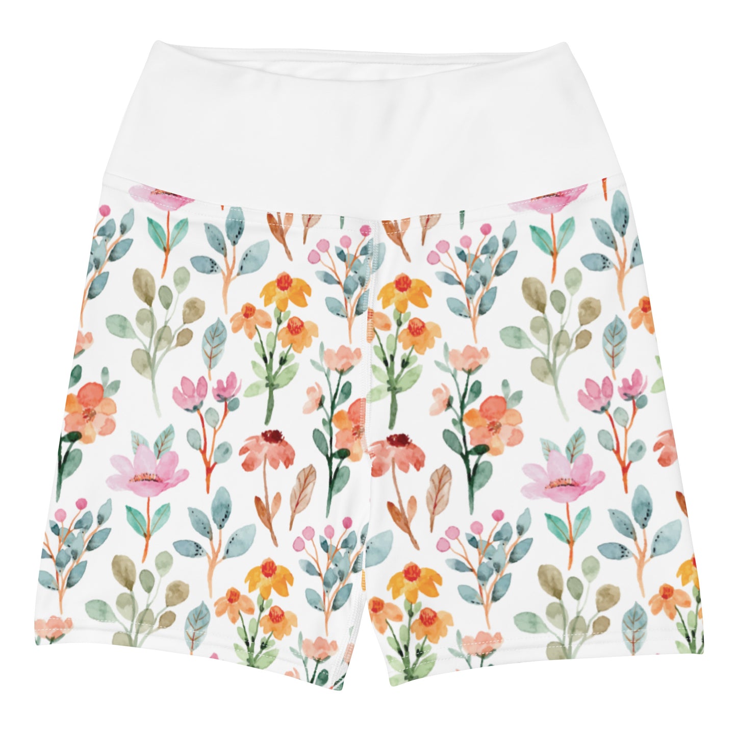 Yoga Shorts - flower pattern - print on demand