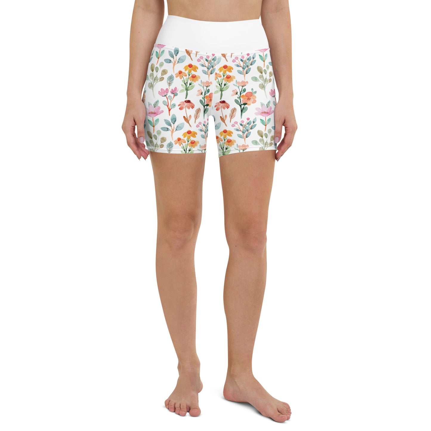 Yoga Shorts - flower pattern - print on demand