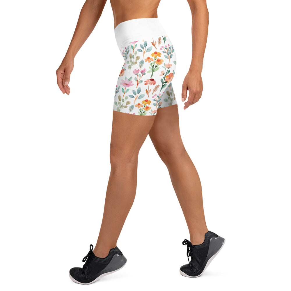 Yoga Shorts - flower pattern - print on demand