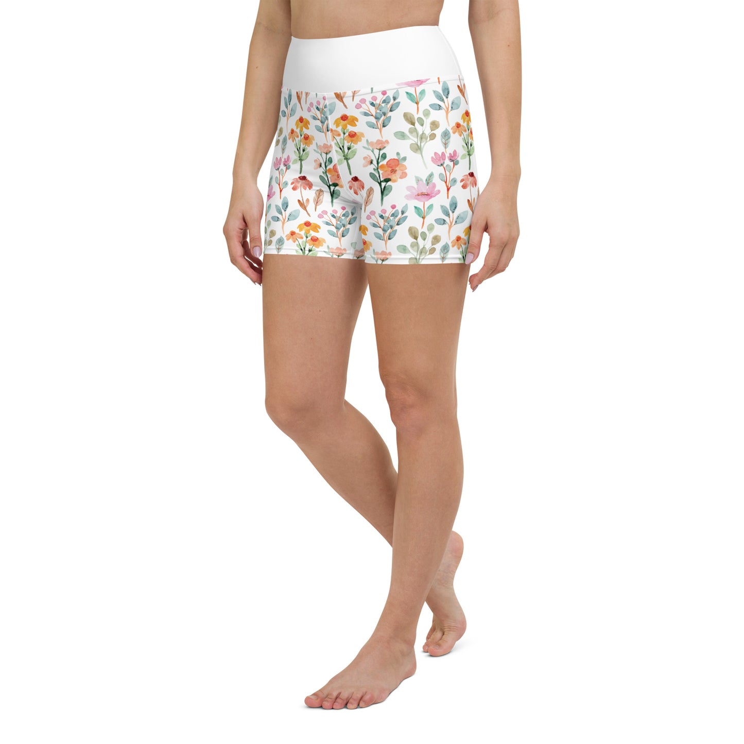 Yoga Shorts - flower pattern - print on demand