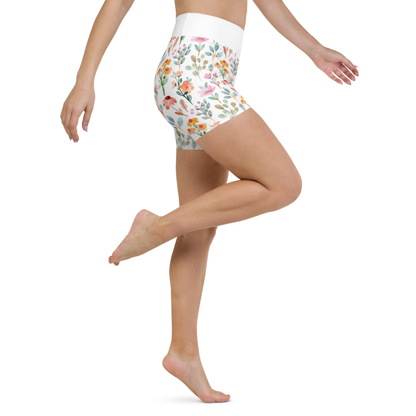 Yoga Shorts - flower pattern - print on demand