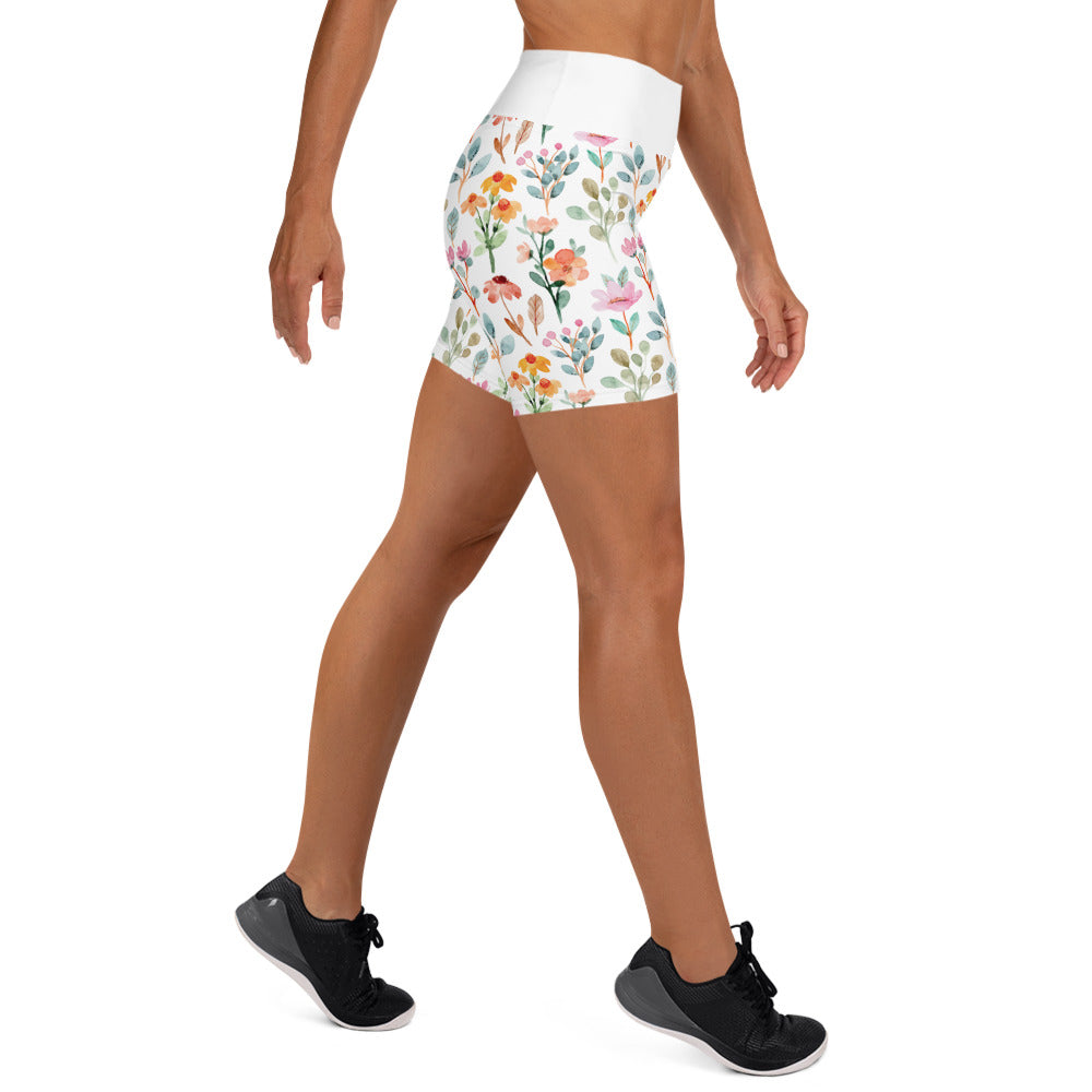 Yoga Shorts - flower pattern - print on demand