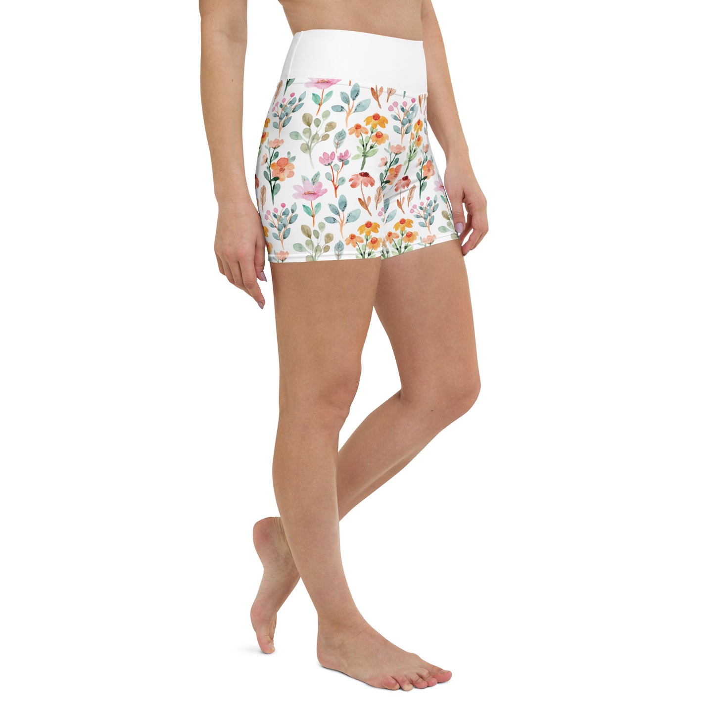 Yoga Shorts - flower pattern - print on demand