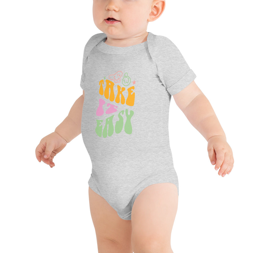 take it easy - Baby short sleeve one piece - print on demand
