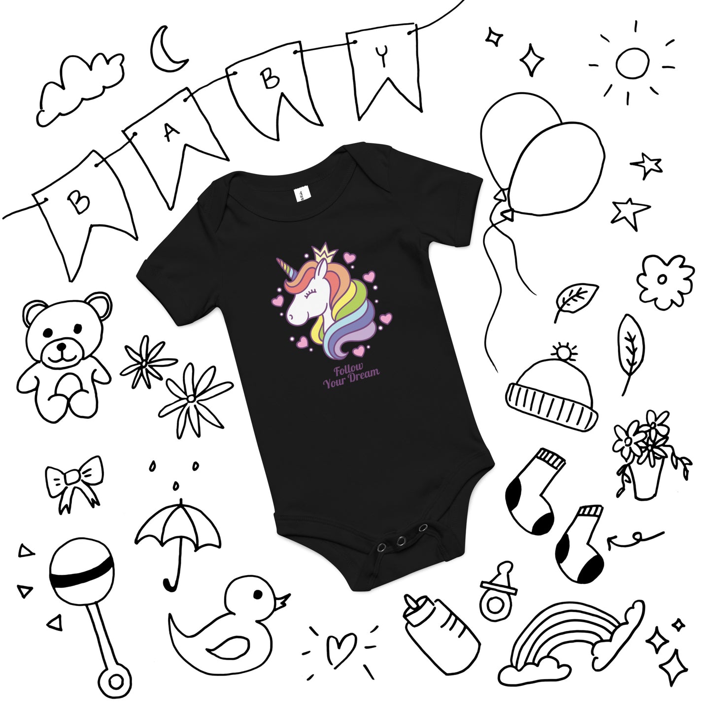 follow your dream - Baby short sleeve one piece