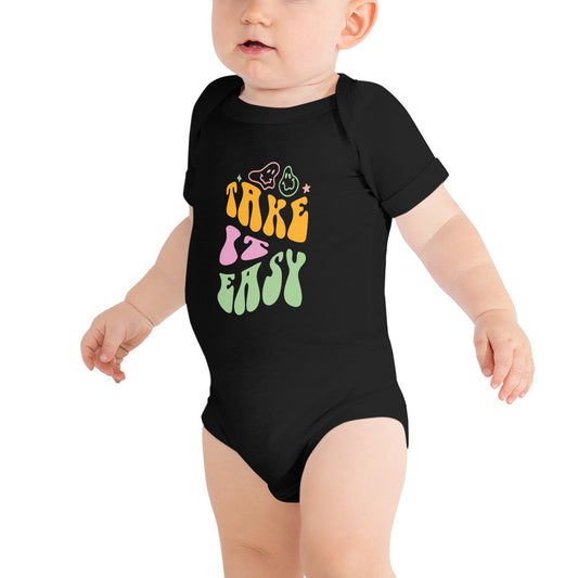 take it easy - Baby short sleeve one piece - print on demand