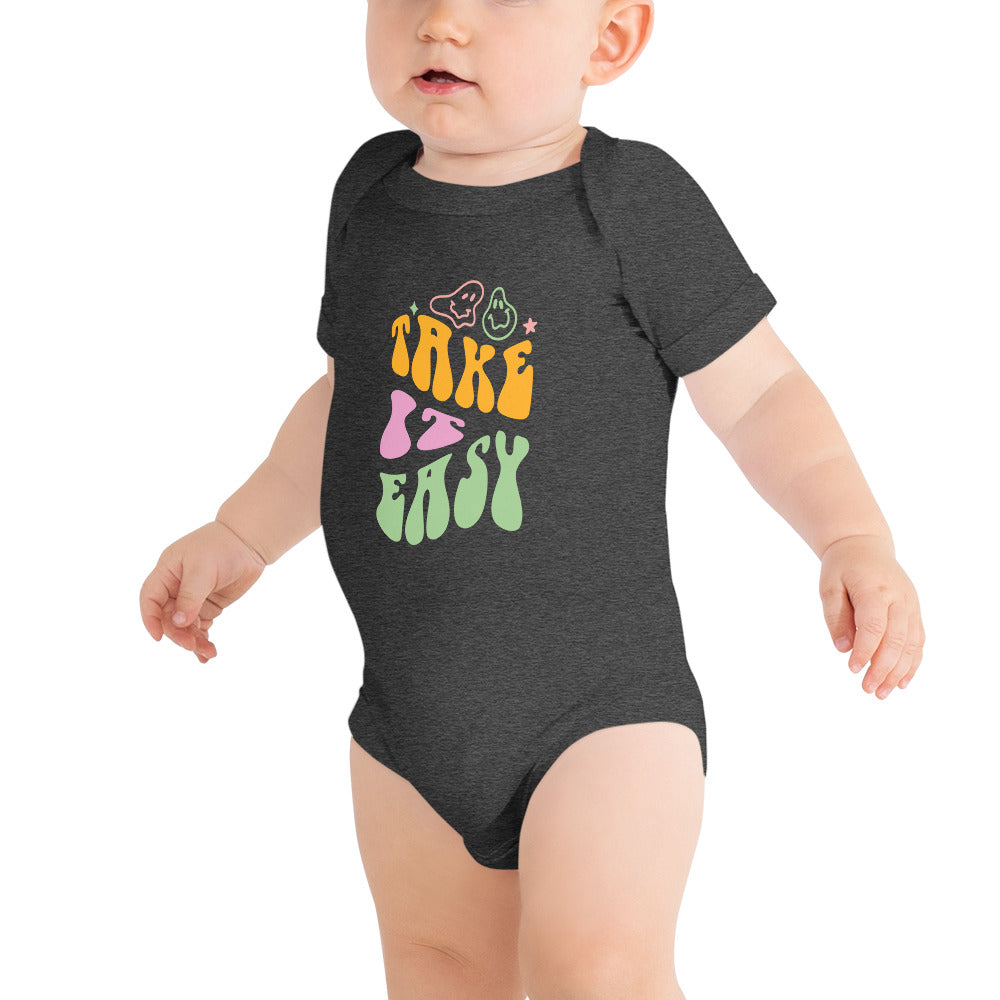 take it easy - Baby short sleeve one piece - print on demand
