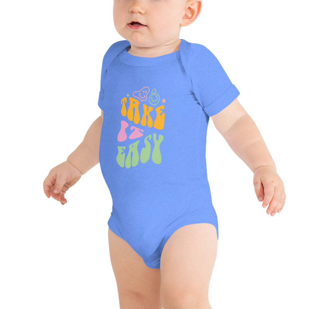 take it easy - Baby short sleeve one piece - print on demand