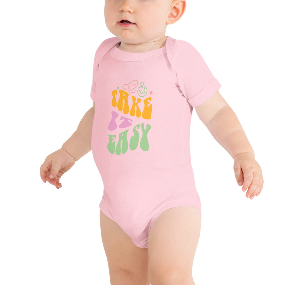 take it easy - Baby short sleeve one piece - print on demand