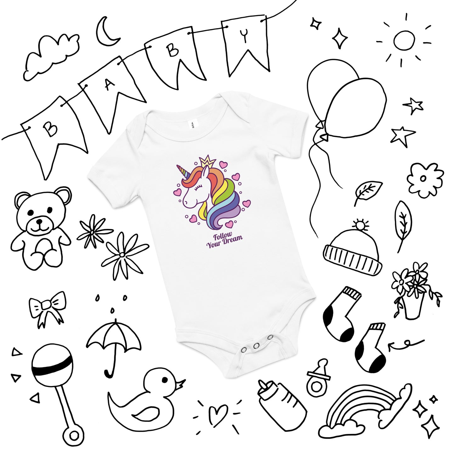 follow your dream - Baby short sleeve one piece
