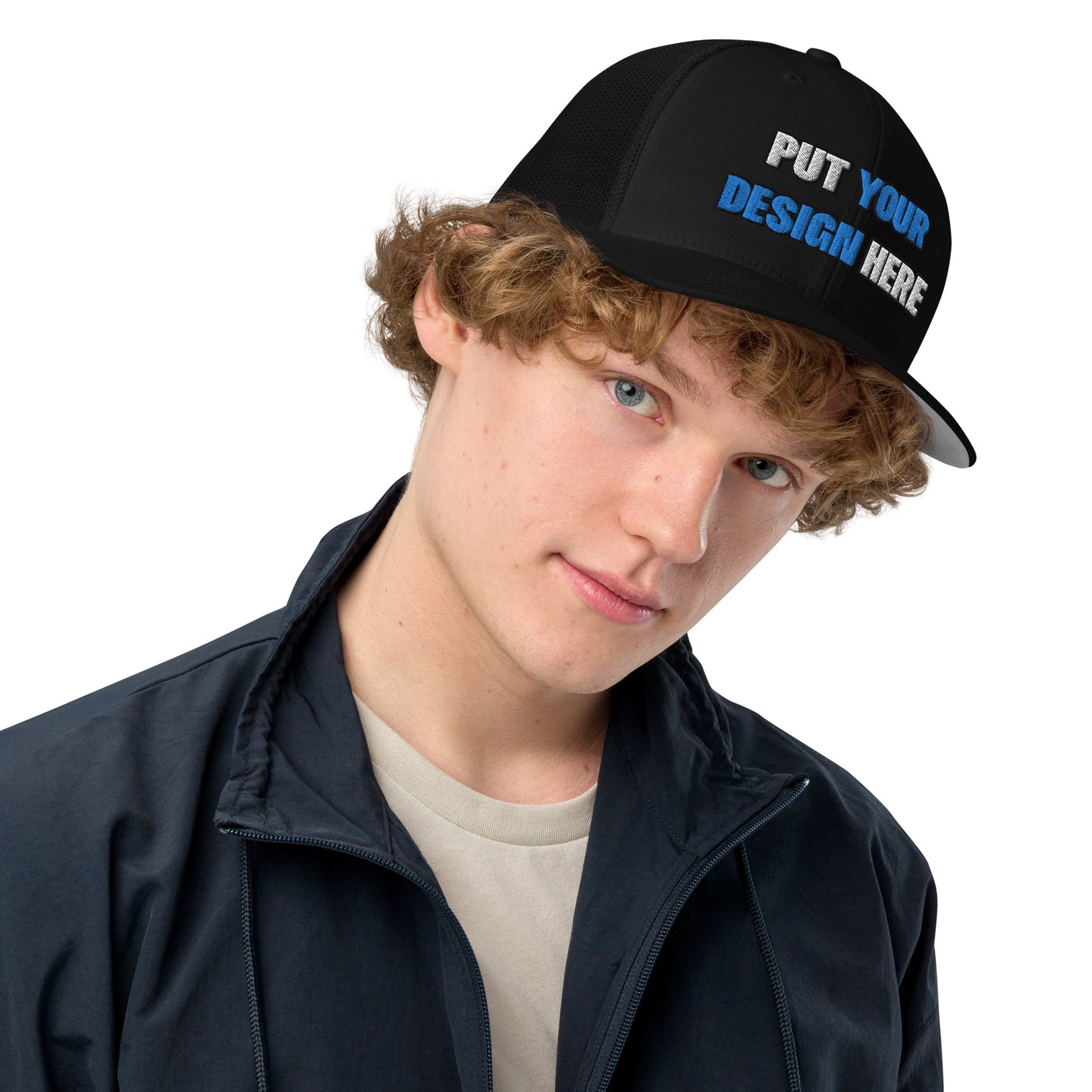 Closed-Back Trucker Cap | Flexfit 6511 - put your design here | standard color - Flat Embroidery