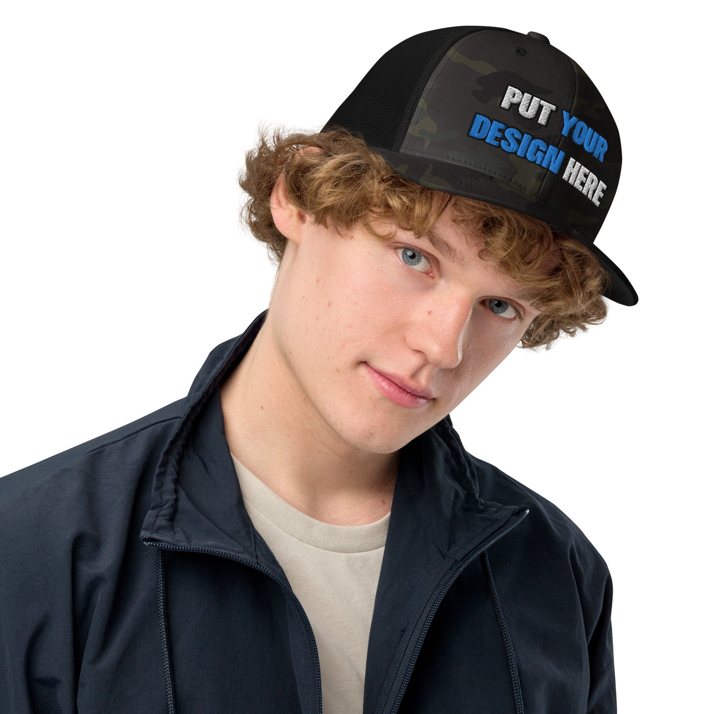 Closed-Back Trucker Cap | Flexfit 6511 - put your design here | standard color - Flat Embroidery